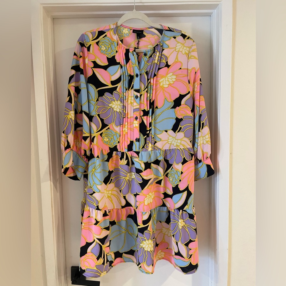 Who What Wear Floral Multicolor ShirtDress